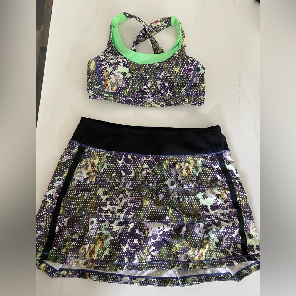 Lululemon Run Stuff Your Bra & Pace Rival Skirt Set Size 6